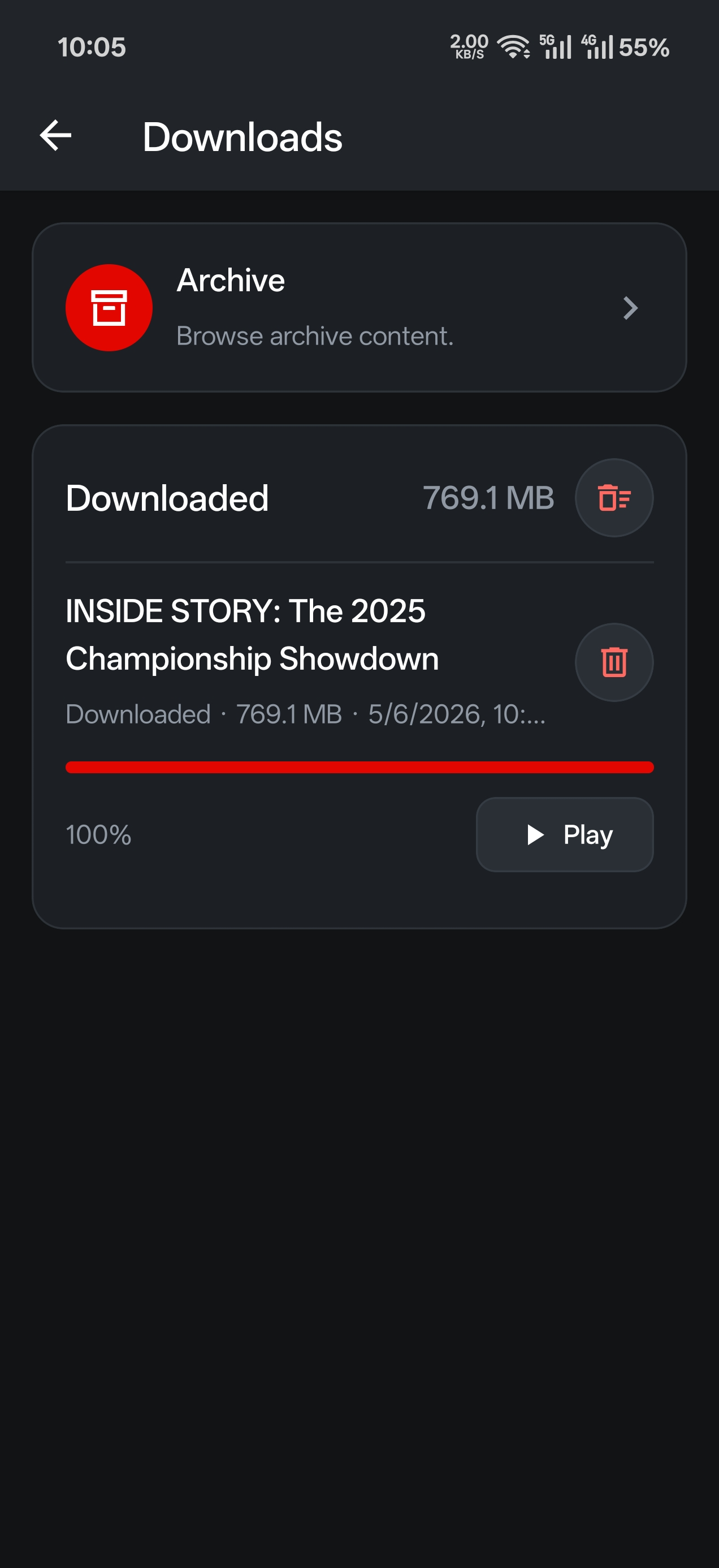 Download screen in MV Remote